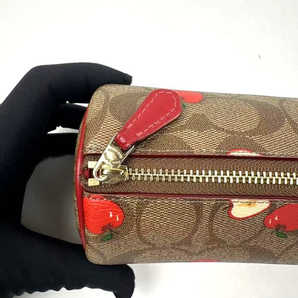 Coach Makeup Brush Holder In Signature Canvas With Apple Print Khaki 6980 NWT - Picture 6 of 9